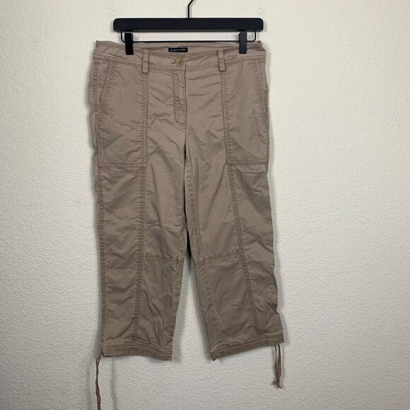 Eileen Fisher Khaki Chino Cargo Capri Pants Size 6 Organic Cotton Drawstring - Picture 6 of 9
